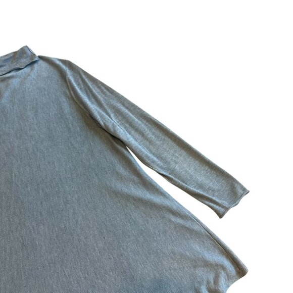 Eileen Fisher Blue Turtleneck Stretch Tunic Mini Dress Wool Blend Size Large - Picture 10 of 13